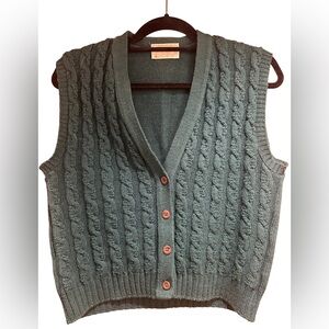 Pendleton V-Neck Cable Knit Sweater Vest - Green Size M Womens